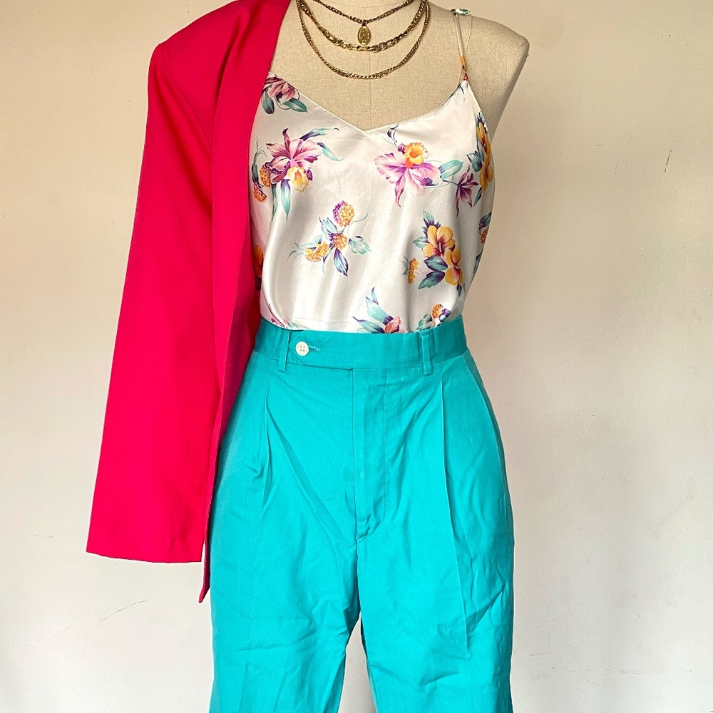 Vintage Turquoise Pleated Pants